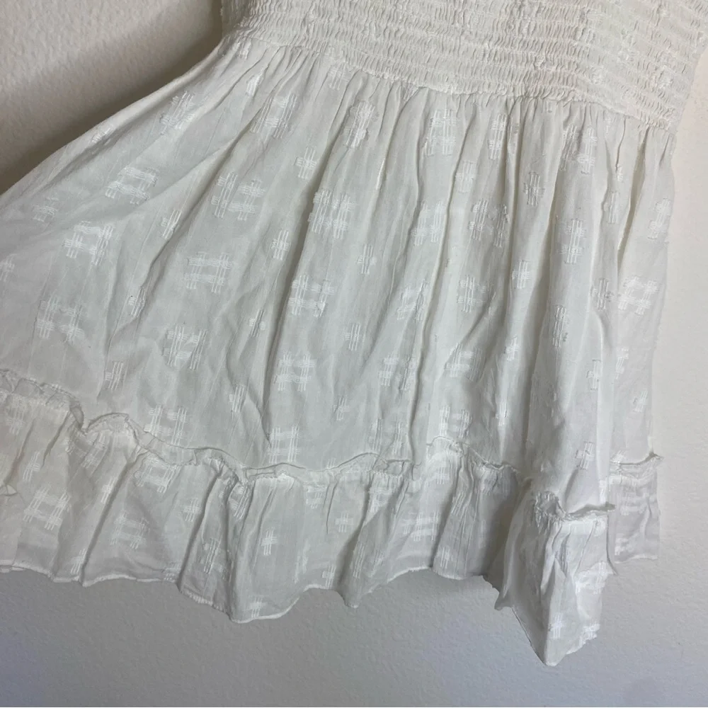 Cleobella Mar Marrakesh White Jacquard Smocked Ruffle Mini Dress - Picture 7 of 10
